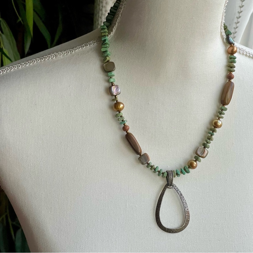 Silpada | Sterling Silver Turquoise Howlite Pearl Abalone Tigers Eye Necklace